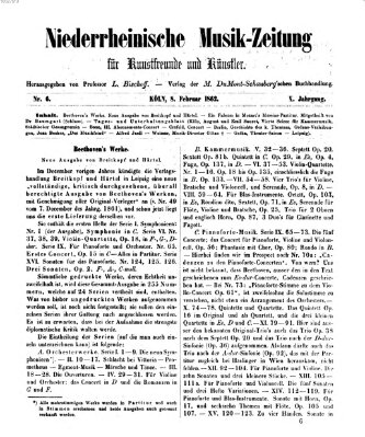 Niederrheinische Musik-Zeitung für Kunstfreunde und Künstler Samstag 8. Februar 1862