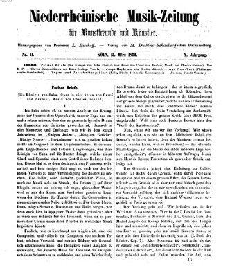 Niederrheinische Musik-Zeitung für Kunstfreunde und Künstler Samstag 15. März 1862