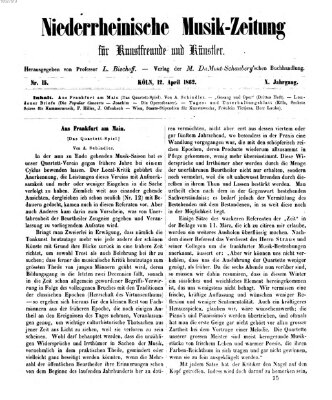 Niederrheinische Musik-Zeitung für Kunstfreunde und Künstler Samstag 12. April 1862