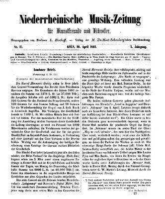 Niederrheinische Musik-Zeitung für Kunstfreunde und Künstler Samstag 26. April 1862