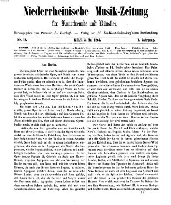 Niederrheinische Musik-Zeitung für Kunstfreunde und Künstler Samstag 3. Mai 1862