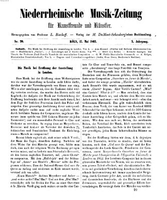 Niederrheinische Musik-Zeitung für Kunstfreunde und Künstler Samstag 17. Mai 1862