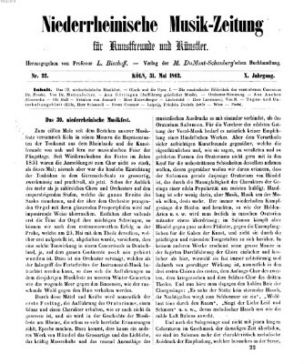 Niederrheinische Musik-Zeitung für Kunstfreunde und Künstler Samstag 31. Mai 1862