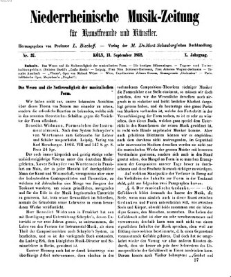 Niederrheinische Musik-Zeitung für Kunstfreunde und Künstler Samstag 13. September 1862