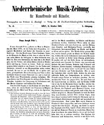 Niederrheinische Musik-Zeitung für Kunstfreunde und Künstler Samstag 11. Oktober 1862