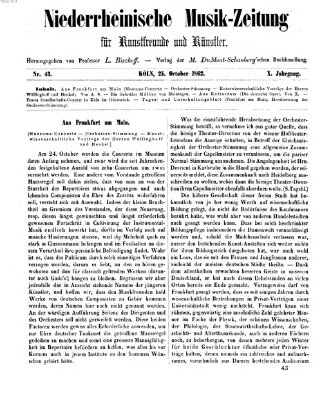 Niederrheinische Musik-Zeitung für Kunstfreunde und Künstler Samstag 25. Oktober 1862