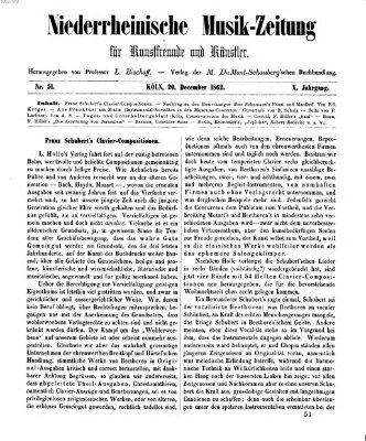 Niederrheinische Musik-Zeitung für Kunstfreunde und Künstler Samstag 20. Dezember 1862