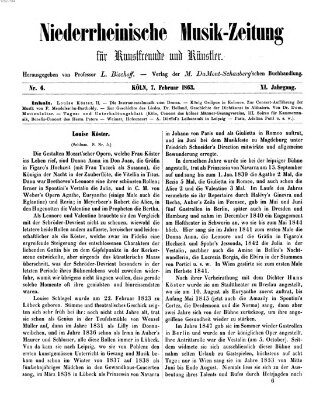 Niederrheinische Musik-Zeitung für Kunstfreunde und Künstler Samstag 7. Februar 1863