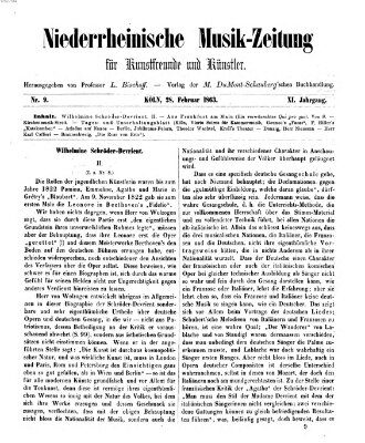 Niederrheinische Musik-Zeitung für Kunstfreunde und Künstler Samstag 28. Februar 1863