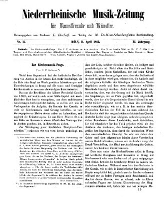 Niederrheinische Musik-Zeitung für Kunstfreunde und Künstler Samstag 11. April 1863