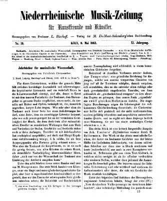 Niederrheinische Musik-Zeitung für Kunstfreunde und Künstler Samstag 9. Mai 1863