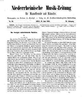 Niederrheinische Musik-Zeitung für Kunstfreunde und Künstler Samstag 13. Juni 1863