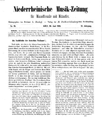 Niederrheinische Musik-Zeitung für Kunstfreunde und Künstler Samstag 20. Juni 1863