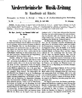 Niederrheinische Musik-Zeitung für Kunstfreunde und Künstler Samstag 18. Juli 1863