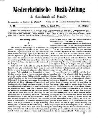 Niederrheinische Musik-Zeitung für Kunstfreunde und Künstler Samstag 15. August 1863