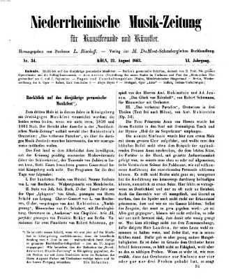 Niederrheinische Musik-Zeitung für Kunstfreunde und Künstler Samstag 22. August 1863