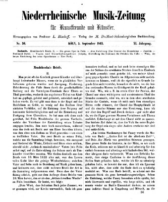 Niederrheinische Musik-Zeitung für Kunstfreunde und Künstler Samstag 5. September 1863