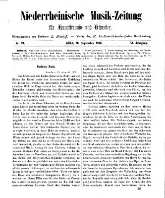 Niederrheinische Musik-Zeitung für Kunstfreunde und Künstler Samstag 26. September 1863