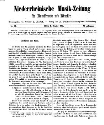 Niederrheinische Musik-Zeitung für Kunstfreunde und Künstler Samstag 3. Oktober 1863