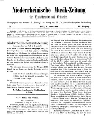 Niederrheinische Musik-Zeitung für Kunstfreunde und Künstler Samstag 2. Januar 1864