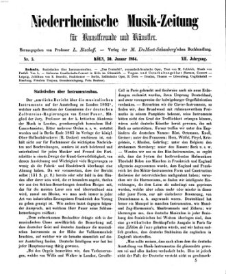 Niederrheinische Musik-Zeitung für Kunstfreunde und Künstler Samstag 30. Januar 1864