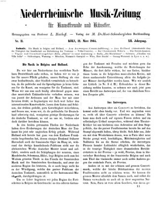 Niederrheinische Musik-Zeitung für Kunstfreunde und Künstler Samstag 12. März 1864