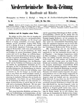 Niederrheinische Musik-Zeitung für Kunstfreunde und Künstler Samstag 26. März 1864