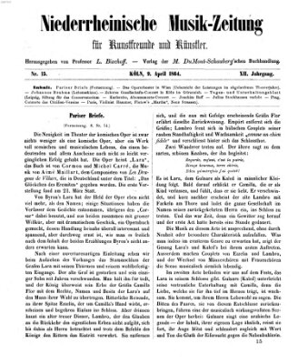 Niederrheinische Musik-Zeitung für Kunstfreunde und Künstler Samstag 9. April 1864