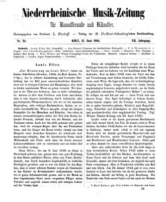 Niederrheinische Musik-Zeitung für Kunstfreunde und Künstler Samstag 11. Juni 1864