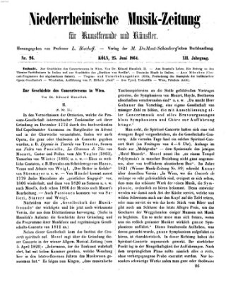 Niederrheinische Musik-Zeitung für Kunstfreunde und Künstler Samstag 25. Juni 1864