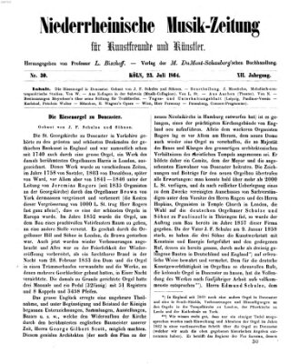 Niederrheinische Musik-Zeitung für Kunstfreunde und Künstler Samstag 23. Juli 1864