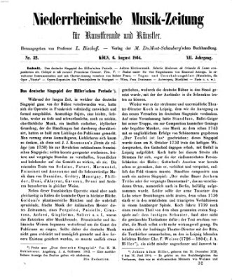 Niederrheinische Musik-Zeitung für Kunstfreunde und Künstler Samstag 6. August 1864