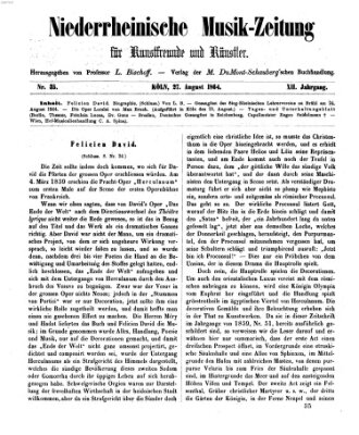 Niederrheinische Musik-Zeitung für Kunstfreunde und Künstler Samstag 27. August 1864