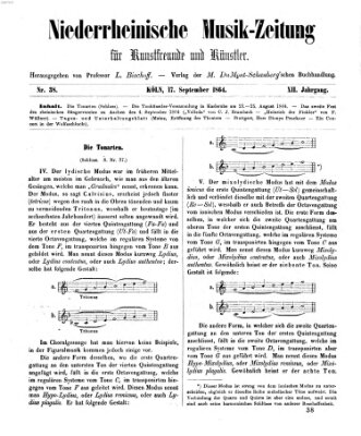 Niederrheinische Musik-Zeitung für Kunstfreunde und Künstler Samstag 17. September 1864