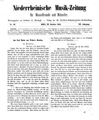 Niederrheinische Musik-Zeitung für Kunstfreunde und Künstler Samstag 22. Oktober 1864