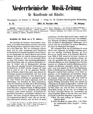 Niederrheinische Musik-Zeitung für Kunstfreunde und Künstler Samstag 24. Dezember 1864