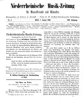 Niederrheinische Musik-Zeitung für Kunstfreunde und Künstler Samstag 7. Januar 1865