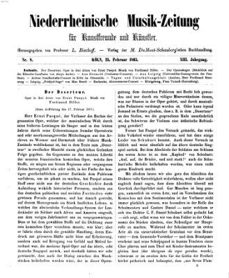 Niederrheinische Musik-Zeitung für Kunstfreunde und Künstler Samstag 25. Februar 1865