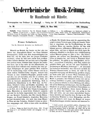 Niederrheinische Musik-Zeitung für Kunstfreunde und Künstler Samstag 11. März 1865