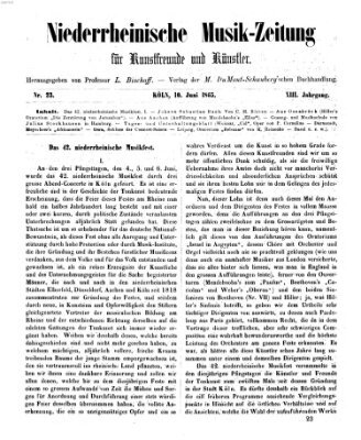 Niederrheinische Musik-Zeitung für Kunstfreunde und Künstler Samstag 10. Juni 1865