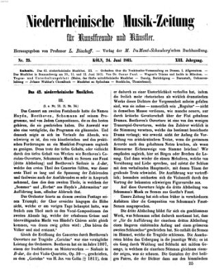 Niederrheinische Musik-Zeitung für Kunstfreunde und Künstler Samstag 24. Juni 1865