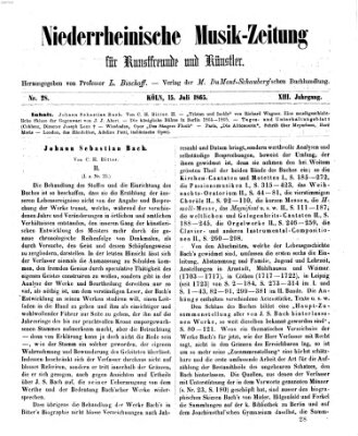 Niederrheinische Musik-Zeitung für Kunstfreunde und Künstler Samstag 15. Juli 1865