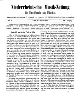 Niederrheinische Musik-Zeitung für Kunstfreunde und Künstler Samstag 14. Oktober 1865