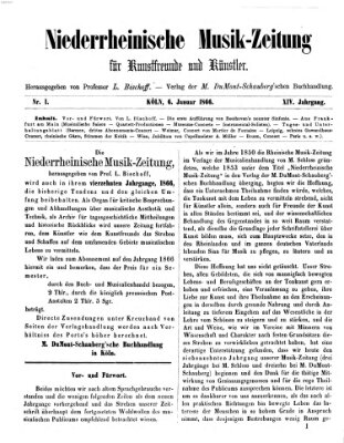 Niederrheinische Musik-Zeitung für Kunstfreunde und Künstler Samstag 6. Januar 1866