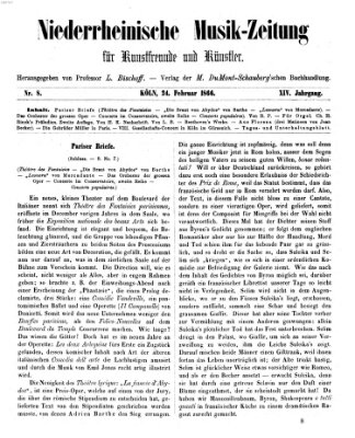 Niederrheinische Musik-Zeitung für Kunstfreunde und Künstler Samstag 24. Februar 1866