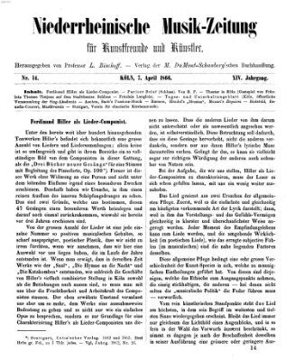 Niederrheinische Musik-Zeitung für Kunstfreunde und Künstler Samstag 7. April 1866