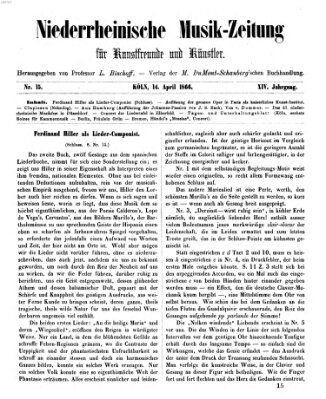 Niederrheinische Musik-Zeitung für Kunstfreunde und Künstler Samstag 14. April 1866