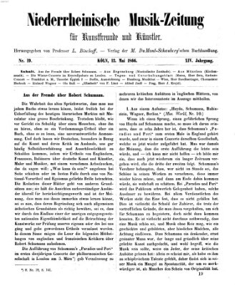 Niederrheinische Musik-Zeitung für Kunstfreunde und Künstler Samstag 12. Mai 1866