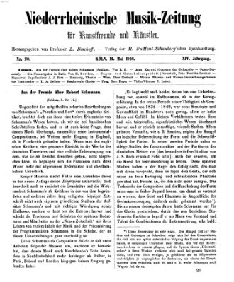 Niederrheinische Musik-Zeitung für Kunstfreunde und Künstler Samstag 19. Mai 1866