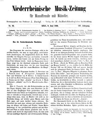 Niederrheinische Musik-Zeitung für Kunstfreunde und Künstler Samstag 9. Juni 1866